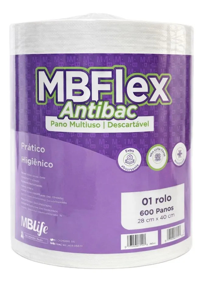 Pano Multiuso Antibacteria 28cmx240m Branco C/600 28x40cm Mblife Medix