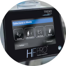 Umidificador aquecido servocontrolado com touchscreen HFPro Trend Medical