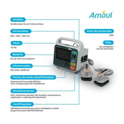 Cardioversor e Desfibrilador Automático i2 Amoul
