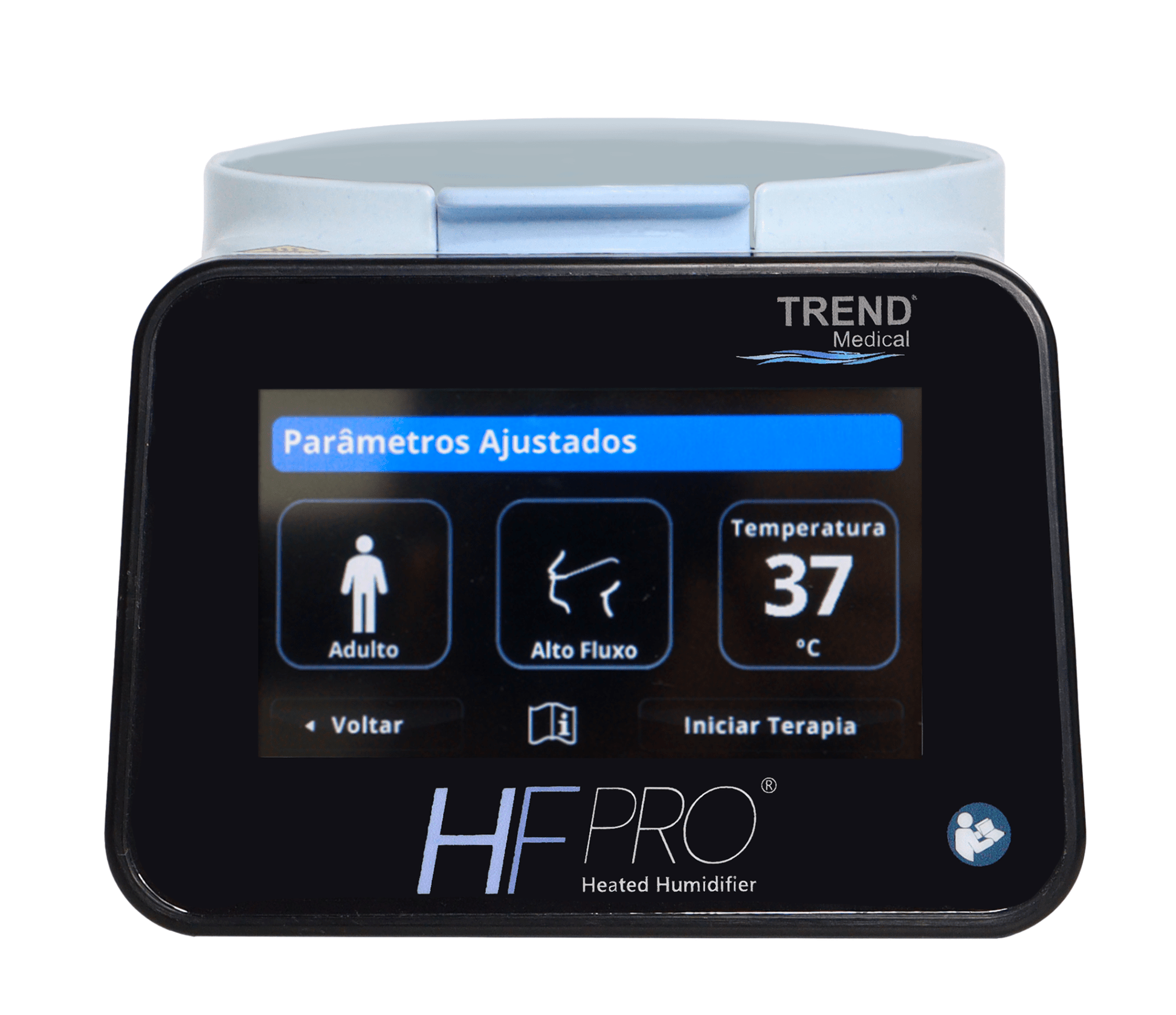 Umidificador aquecido servocontrolado com touchscreen HFPro Trend Medical - Capital Médica Ltda